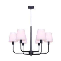 Canarm Chandelier à 6 lumières Anne Noir Mat, 29" X 22,25" à 70,25"