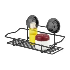 Étagère Rectangulaire De Douche Avec Ventouses, Noir