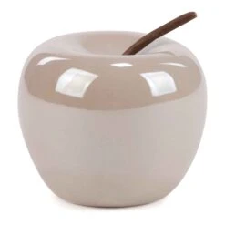 Décoration De Pomme En Céramique Grise, 3,5" X 3,5"