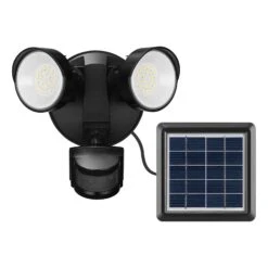 Globe Luminaire De Sécurité DEL Solaire à 2 lumières Avec Détecteur De Mouvement 180°, Noir