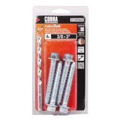 Vis D'ancrage Plaqué Zinc Pour Béton CobraTork De 3/8" X 3", 4 Unités