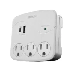 Woods Protecteur De Surtension à 3 prises Avec 2 ports USB, 560 joules
