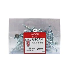 Vis à Bois à Tête Plate Plaquée Zinc, #12 x 2-1/2" (100 Unités)