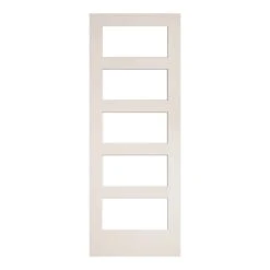 METRIE Porte Française De Style Shaker à 5 Verres Clairs Avec Apprêt Blanc, 24'' X 80''
