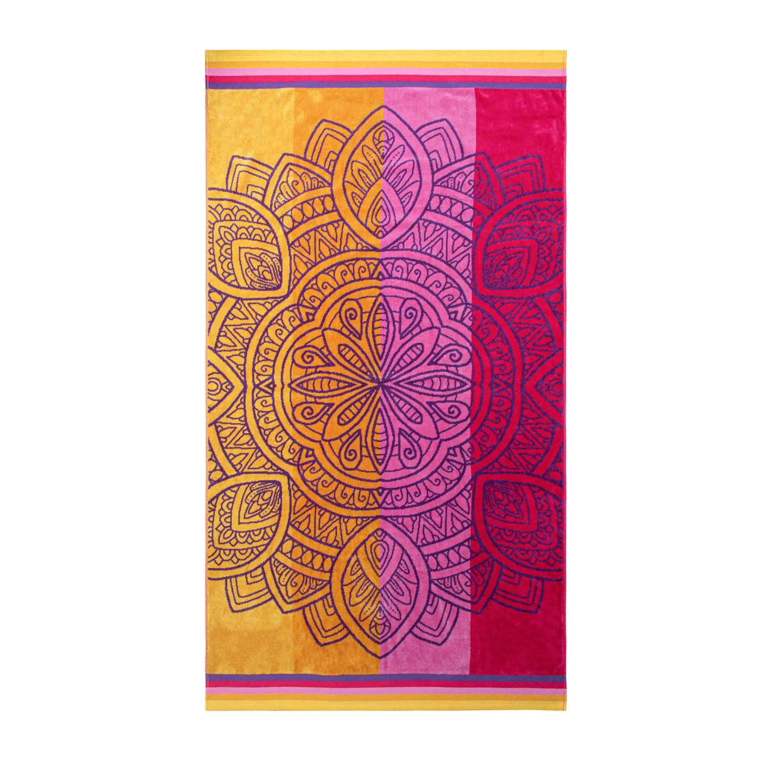 Serviette De Plage En Jacquard De Velours De Coton Avec Un Imprimé De Mandala, 62" X 32" 3 Serviette De Plage En Jacquard De Velours De Coton Avec Un Imprimé De Mandala, 62" X 32"