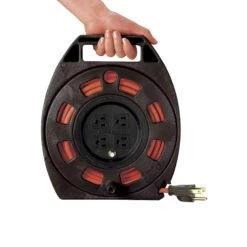 Woods Rallonge électrique à Enrouleur CC410M 16/3 SJTW De 10 m à 4 Prises, Orange