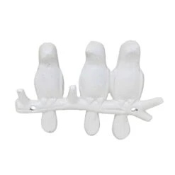 Crochet Mural Avec 3 Oiseaux, 6,5" X 4,7" (blanc)