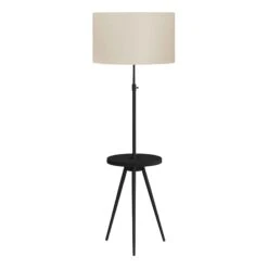 Lampe Sur Pieds Avec Tablette Ronde Intégrée, 55'' à 66'' (noir Et Ivoire)