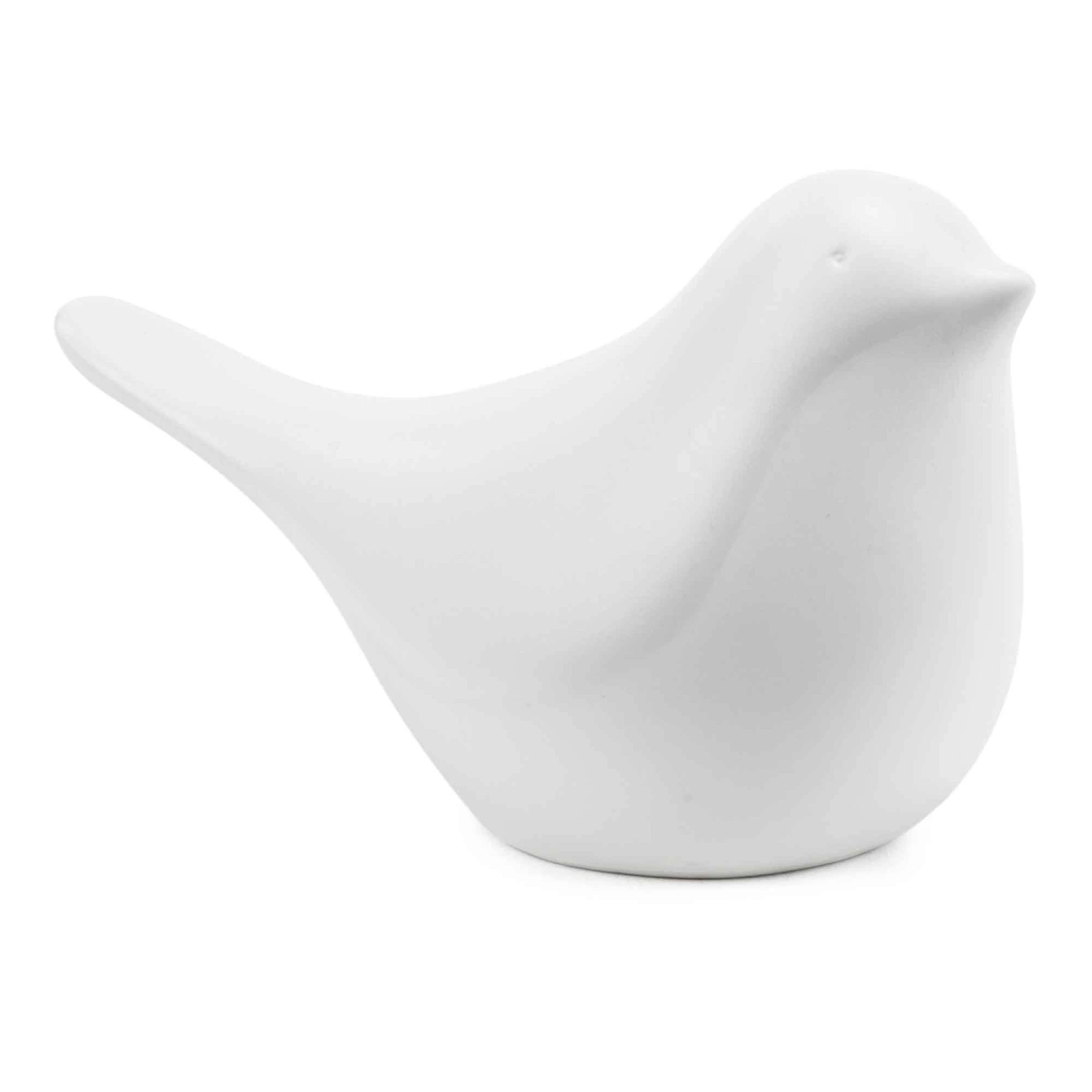 Oiseau Décoratif En Céramique Blanc Mat, 4'' X 4'' X 6'' 3 Oiseau Décoratif En Céramique Blanc Mat, 4'' X 4'' X 6''