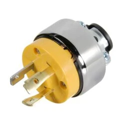 Fiche à 3 Fils Verrouillable Jaune Avec Serre Câble , 20 A-125 V