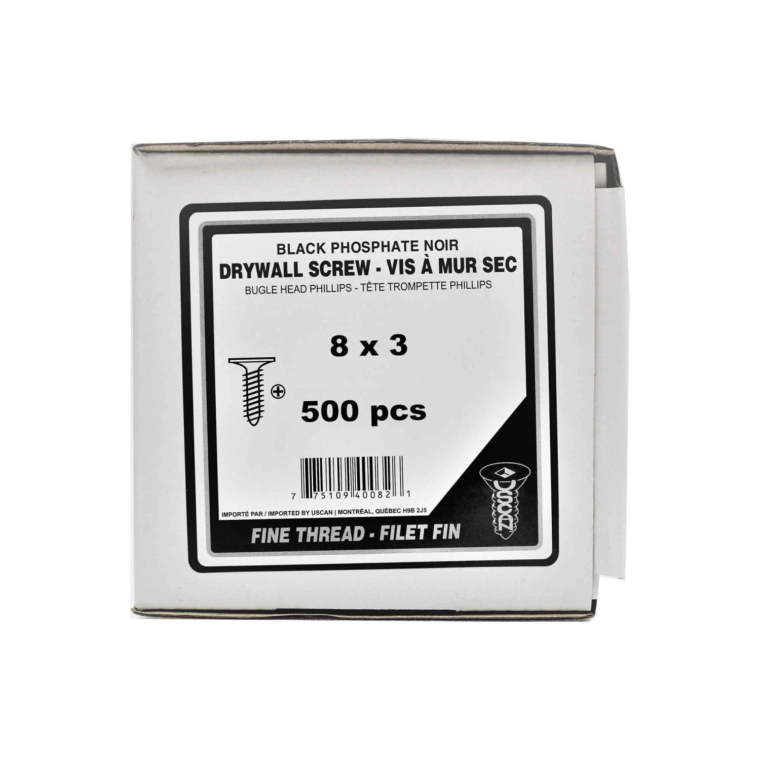 Vis à Petit Filetage Pour Cloisons Sèches, #8 X 3" (500 Unités) 3 Vis à Petit Filetage Pour Cloisons Sèches, #8 X 3" (500 Unités)