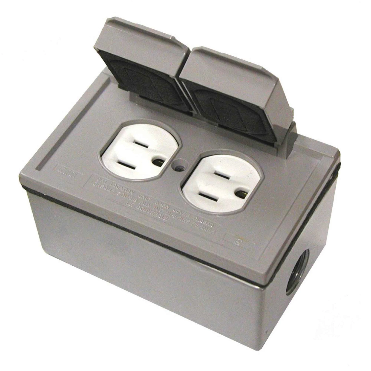 Trousse De Prise Double Résistant Aux Intempéries 15 A / 125 V, Gris 3 Trousse De Prise Double Résistant Aux Intempéries 15 A / 125 V, Gris