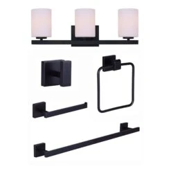 Canarm Ensemble De Luminaire Et D'accessoires De Salle De Bain JAE, Noir Mat