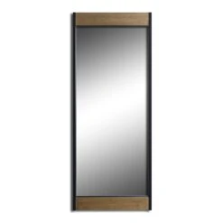 Miroir De Bois Et De Métal Noir, 24'' X 60''