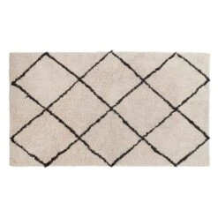 Tapis Beige Avec Motif Géométrique Noir, 40,5" X 24,5"