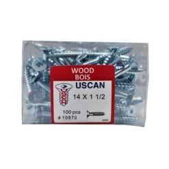 Vis à Bois à Tête Plate Plaquée Zinc, #14 x 1-1/2" (100 Unités)