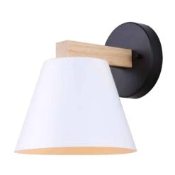 Canarm Luminaire De Vanité Harlyn à 1 Lumière, Noir Mat Et Bois Véritable