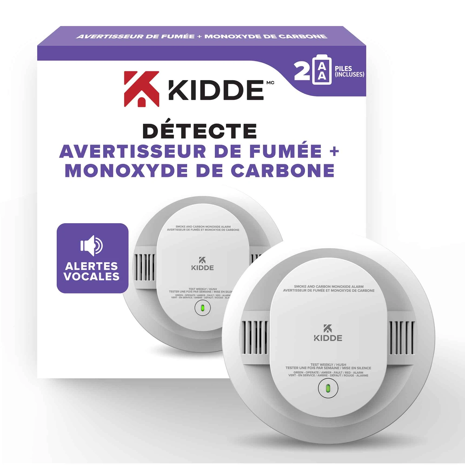 Avertisseur Vocal De Fumée Et De Monoxyde De Carbone à Piles, 2 X AA 3 Avertisseur Vocal De Fumée Et De Monoxyde De Carbone à Piles, 2 X AA