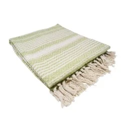 Jeté Bangalore Avec Franges, Vert Pâle