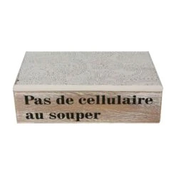 Boîte De Rangement En Bois "Pas De Cellulaire Au Souper"