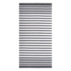 Drap De Bain Rayé Blanc Et Charbon, 30'' X 60''