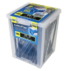 Vis à Béton à Tête Plate CobraTap De 1/4" X 5", 100 Unités