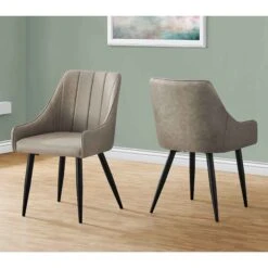 Ensemble De Chaises De Salle à Manger En Similicuir Et En Métal, 2 Unités (noir Et Taupe)