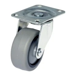 Roulette En Caoutchouc Thermoplastique Gris Et Pivotante De 3'' Sans Frein