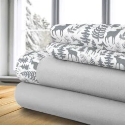 Ensembles De Draps Queen Thérapeutiques Avec Imprimé Forêt Grise, 4 Pièces