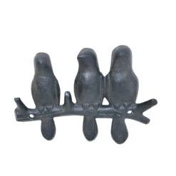 Crochet Mural Avec 3 Oiseaux, 6,5" X 4,7" (noir)