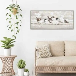 Toile De 5 oiseaux Sur Un Fil, 45-1/4'' X 20''