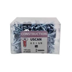 Vis Plaquée Zinc Pour Cloisons Sèches "Tek" Type S-12, #6 X 1-5/8" (100 Unités)