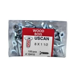 Vis à Bois à Tête Plate Plaquée Zinc, #8 x 1-1/2" (100 Unités)