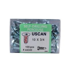 Vis Autoperceuse à Tête Hexagonale Plaquée Zinc "Tek" Pour Le Métal, #10-16 X 3/4" (100 Unités)