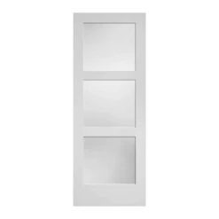 METRIE Porte Française De Style Shaker à 3 Verres Laminés Avec Apprêt Blanc, 30'' X 80''