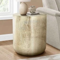 Table D'appoint Tambour, 22'' (métal Doré)