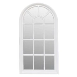 Miroir Blanc En Forme De Fenêtre Arquée, 15" X 28"