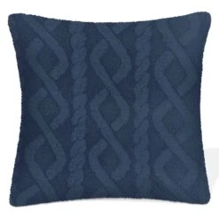 Coussin En Jacquard Sherpa De 17" X 17", Denim Foncé