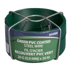 Fil D’acier Recouvert De PVC Vert De Calibre 20, 30 m