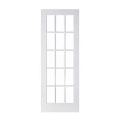 METRIE Porte Française De Style Shaker à 15 Verres Clairs Avec Apprêt Blanc, 30'' X 80''