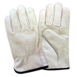 Gants En Cuir Pleine Fleur De Type Conducteur, Grand (blanc)