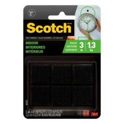 Scotch Ensemble De 12 Attaches Carrées Autocollantes En Velcro Pour L’intérieur De 7/8" X 7/8", 3 Lb (noir)