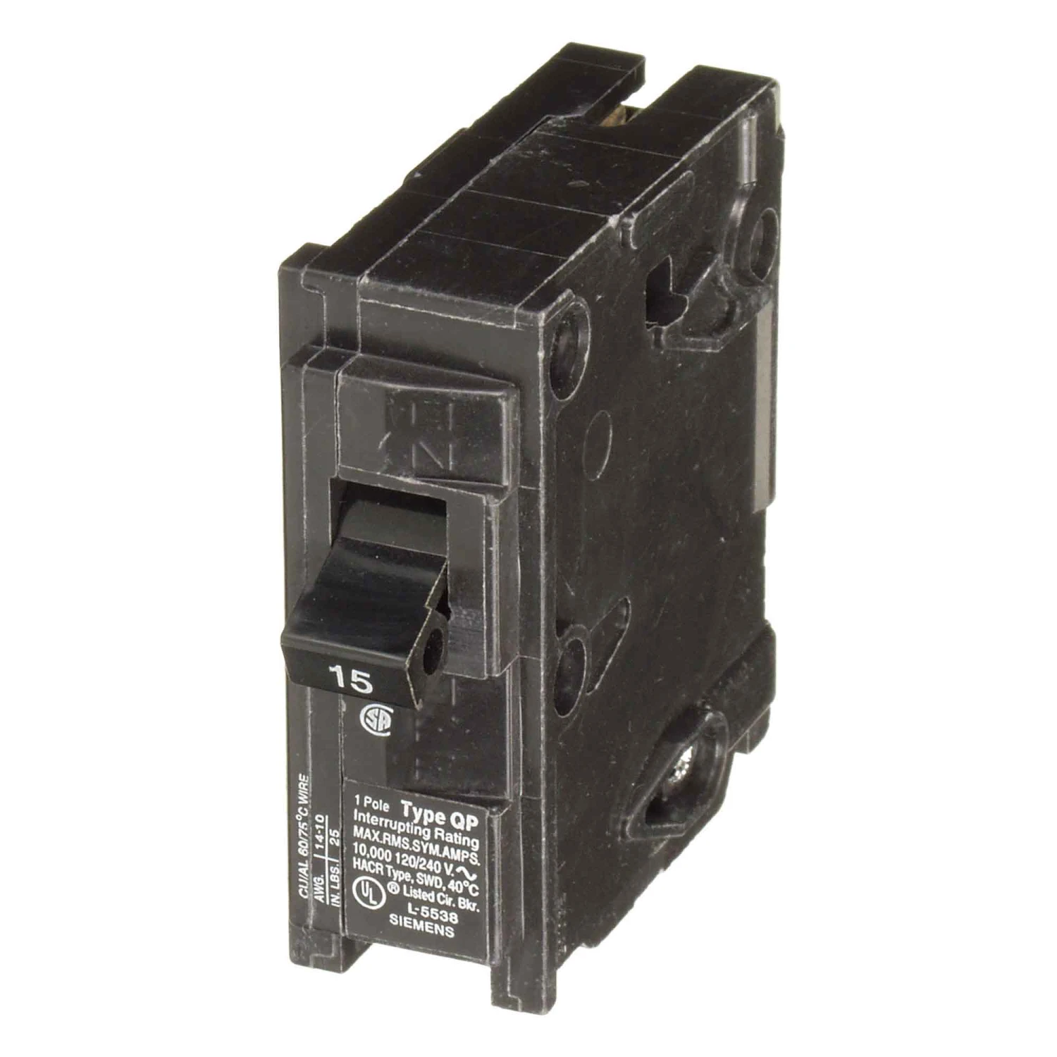 Siemens Disjoncteur Unipolaire Q Noir , 15 A 3 Siemens Disjoncteur Unipolaire Q Noir , 15 A