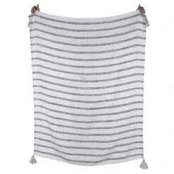 Jeté à Rayures Narural, 50" X 60" (gris)