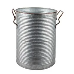 Grand Seau Décoratif En Métal Galvanisé Avec Poignées, 9'' X 12''