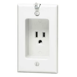 Prise Simple Encastrée De 15 A Avec Crochet De Suspension, Blanc