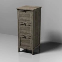Commode Grise à 3 tiroirs, 13" X 11,4" X 31,9"