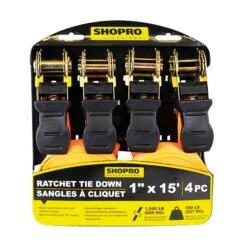 Sangle à Cliquet De 1" X 15' à Charge De 500 Lb Max, 4 Unités