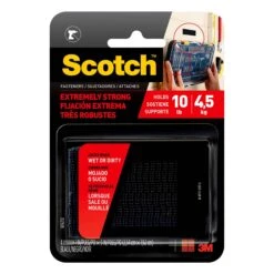 Scotch Ensemble De 2 Attaches Très Robustes Autocollantes En Velcro De 1" X 3", 10 Lb (noir)