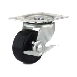 Roulette Industrielle Pivotante Avec Frein En Caoutchouc Noir à Usage Général De 2-1/2''
